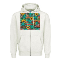 Oatmeal Heather western gemstone sunflowers serape cowhide glitter wooden Zipper Hoodie - Artiststas