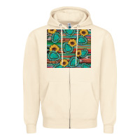 Western Gemstone Sunflowers Serape Cowhide Glitter Wooden Zipper Hoodie | Teevron