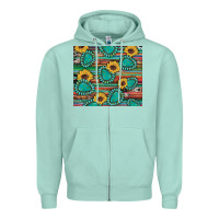 Seafoam western gemstone sunflowers serape cowhide glitter wooden Zipper Hoodie - Artiststas