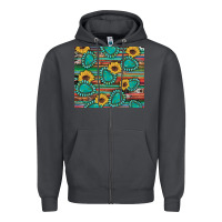 Smoke western gemstone sunflowers serape cowhide glitter wooden Zipper Hoodie - Artiststas