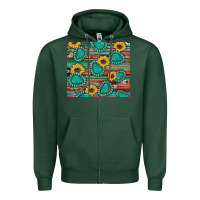 Sports Green western gemstone sunflowers serape cowhide glitter wooden Zipper Hoodie - Artiststas