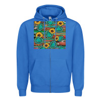True Royal western gemstone sunflowers serape cowhide glitter wooden Zipper Hoodie - Artiststas