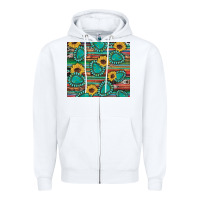 White western gemstone sunflowers serape cowhide glitter wooden Zipper Hoodie - Artiststas