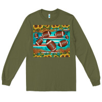 Army Green football turquoise sunflower Long Sleeve Tee - JahusDesignShop