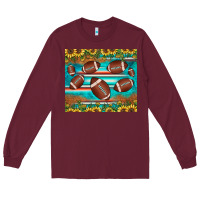 Burgundy football turquoise sunflower Long Sleeve Tee - JahusDesignShop