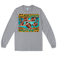 Heather Grey football turquoise sunflower Long Sleeve Tee - JahusDesignShop
