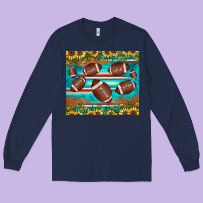 Football Turquoise Sunflower Long Sleeve Tee Designed By Jahusdesignshop