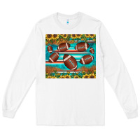 White football turquoise sunflower Long Sleeve Tee - JahusDesignShop