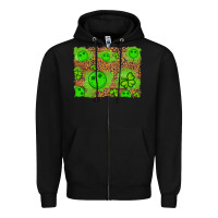 Black shamrock glitter leopard and wood background Zipper Hoodie - Artiststas