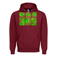 Burgundy shamrock glitter leopard and wood background Zipper Hoodie - Artiststas