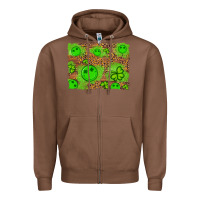 Chestnut shamrock glitter leopard and wood background Zipper Hoodie - Artiststas