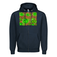 Navy shamrock glitter leopard and wood background Zipper Hoodie - Artiststas