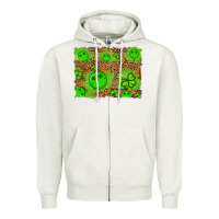 Oatmeal Heather shamrock glitter leopard and wood background Zipper Hoodie - Artiststas