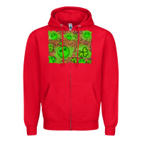 Red shamrock glitter leopard and wood background Zipper Hoodie - Artiststas