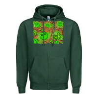 Sports Green shamrock glitter leopard and wood background Zipper Hoodie - Artiststas
