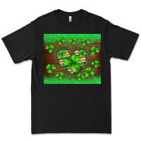 Black st.patricks heart shamrocks glitter Premium Tee - BarkalooDesign