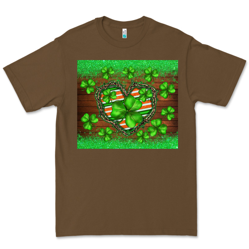 St.patricks Heart Shamrocks Glitter Premium Tee by BarkalooDesign | Teevron