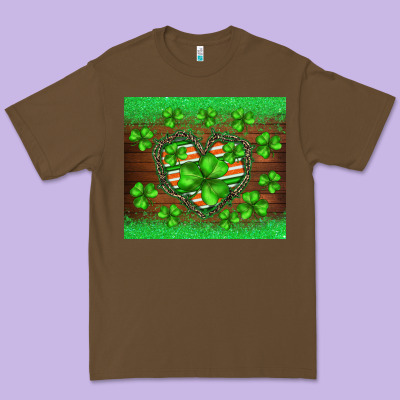 St.patricks Heart Shamrocks Glitter Premium Tee Designed By Barkaloodesign