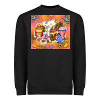 Black cartoon characters coffee cups Heavyweight Sweatshirt - Zillion Design Studio
