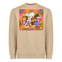 Mushroom cartoon characters coffee cups Heavyweight Sweatshirt - Zillion Design Studio