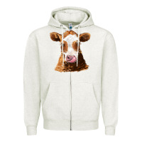 Oatmeal Heather guernsey cow Zipper Hoodie - AdoDesignShop