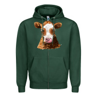 Sports Green guernsey cow Zipper Hoodie - AdoDesignShop