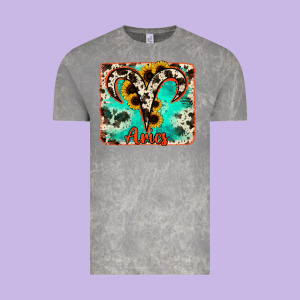 Aries Turquoise Cowhide Vintage Tee Designed By Ranaportraitstore
