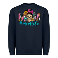 Navy mom life with skull Heavyweight Sweatshirt - texasbilliewilder