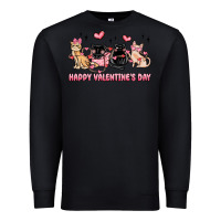 Black happy valentines day cats Premium Sweatshirt - MaliasSmallBusiness