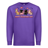 Purple happy valentines day cats Premium Sweatshirt - MaliasSmallBusiness
