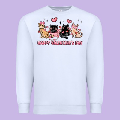 Happy Valentines Day Cats Premium Sweatshirt Designed By Maliassmallbusiness