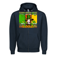 Navy saint patricks cow and hat with sunflower and shamrock Zipper Hoodie - Artiststas