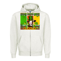 Oatmeal Heather saint patricks cow and hat with sunflower and shamrock Zipper Hoodie - Artiststas