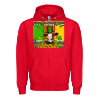 Red saint patricks cow and hat with sunflower and shamrock Zipper Hoodie - Artiststas