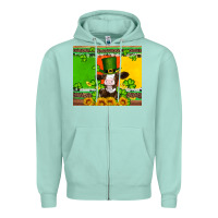 Seafoam saint patricks cow and hat with sunflower and shamrock Zipper Hoodie - Artiststas