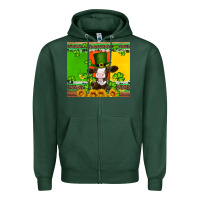 Sports Green saint patricks cow and hat with sunflower and shamrock Zipper Hoodie - Artiststas