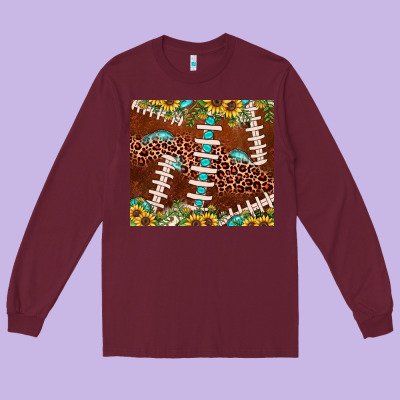 Football Leopard Gemstone Sunflower Long Sleeve Tee Designed By Jahusdesignshop