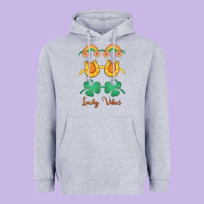 Lucky Vibes St. Patrick's Day Heavyweight Hoodie Designed By Maliassmallbusiness