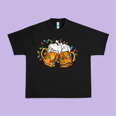 Beer With Christmas Lights Urban Heavy Tee Designed By Fadigitalartstudio