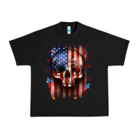 Black 4th of July skull American flag Urban Heavy Tee - Neo Western