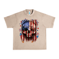 French Oak 4th of July skull American flag Urban Heavy Tee - Neo Western