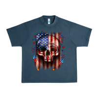 Midnight Navy 4th of July skull American flag Urban Heavy Tee - Neo Western