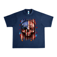 Navy 4th of July skull American flag Urban Heavy Tee - Neo Western