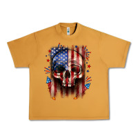 Peanut Butter 4th of July skull American flag Urban Heavy Tee - Neo Western
