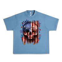 Pebble Blue 4th of July skull American flag Urban Heavy Tee - Neo Western