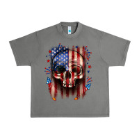Tornado 4th of July skull American flag Urban Heavy Tee - Neo Western