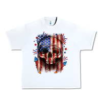 4th Of July Skull American Flag Urban Heavy Tee | Teevron