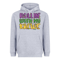 Heather Grey rollin with my krewe Heavyweight Hoodie - MaliasSmallBusiness