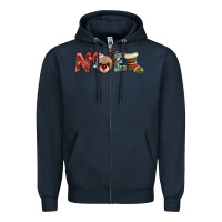 Navy noel with sock and reindeer Zipper Hoodie - AdoDesignShop