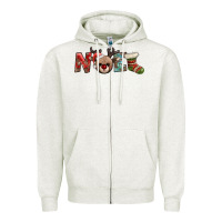 Oatmeal Heather noel with sock and reindeer Zipper Hoodie - AdoDesignShop